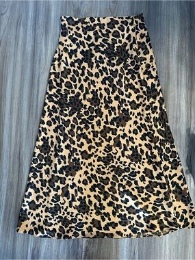 Babaton Leopard Print A-Line Skirt — Tan & Black